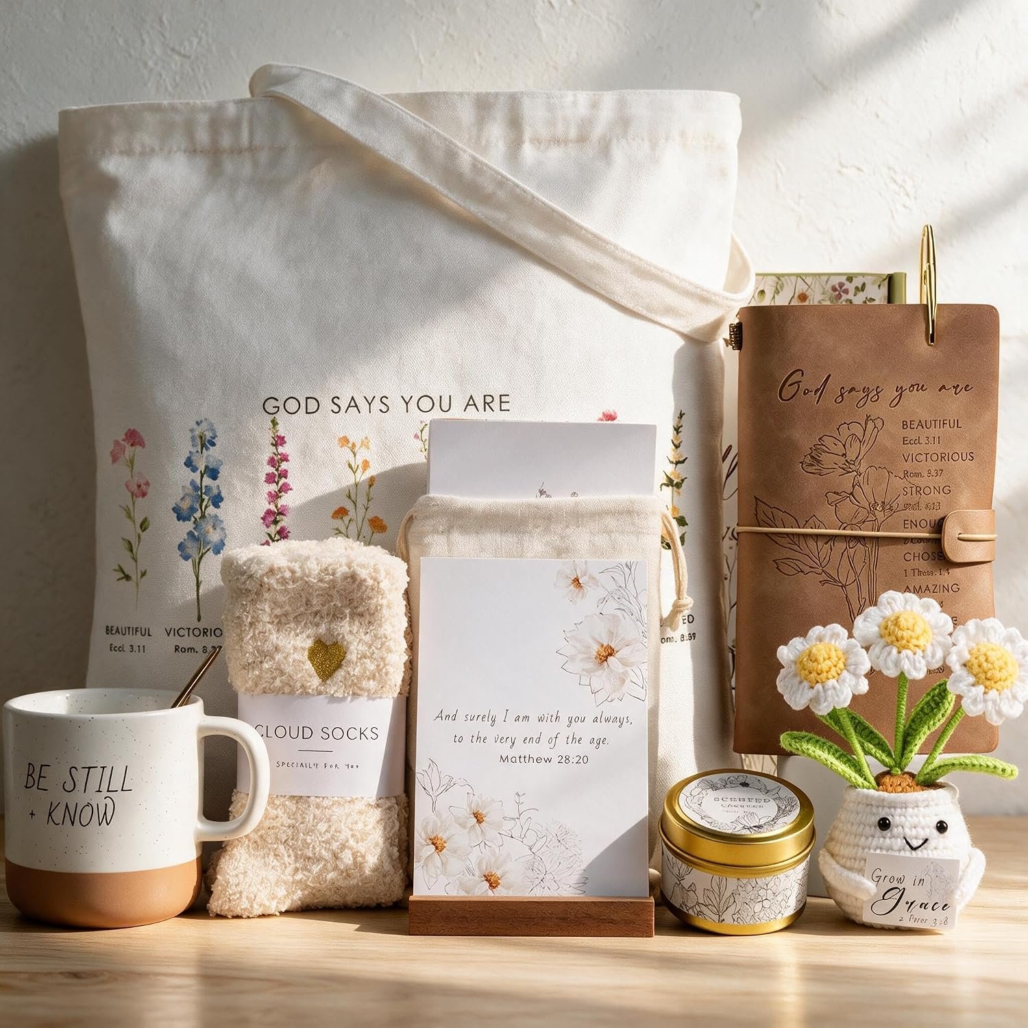 Anforsun Christian Birthday Gifts for Women, Religious Inspirational Gift | Christian Gifts Baskets for Women, Faith Gifts Set for Her Friend Grandma Wife Sister Mom/Tote Bag
