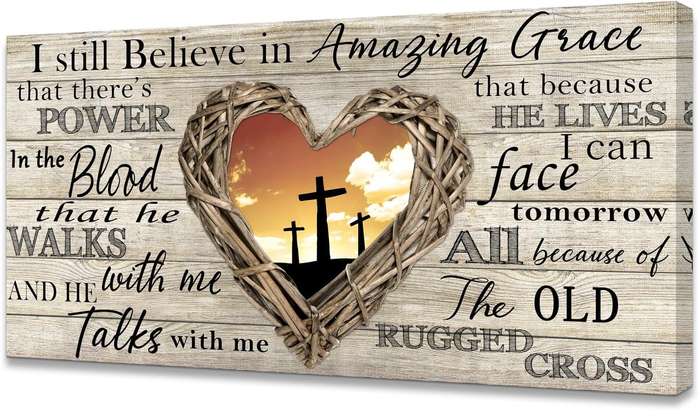Cao Gen Decor Art Amazing Grace Christian Wall Art Canvas Cross Decor