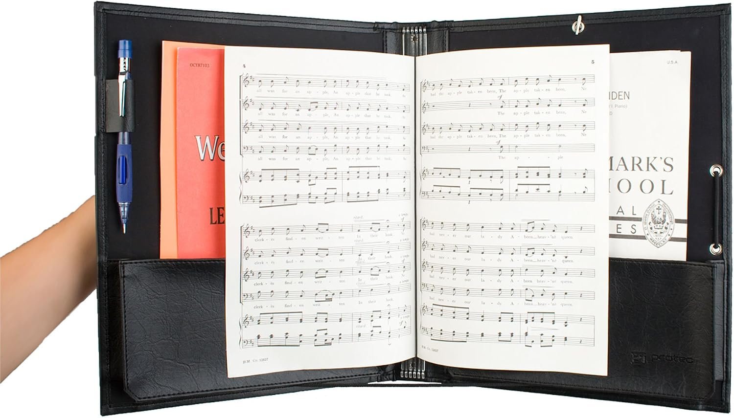 Pro Tec FSA1E Deluxe Choral Folder with Elastic String Dividers & Adjustable Hand Strap