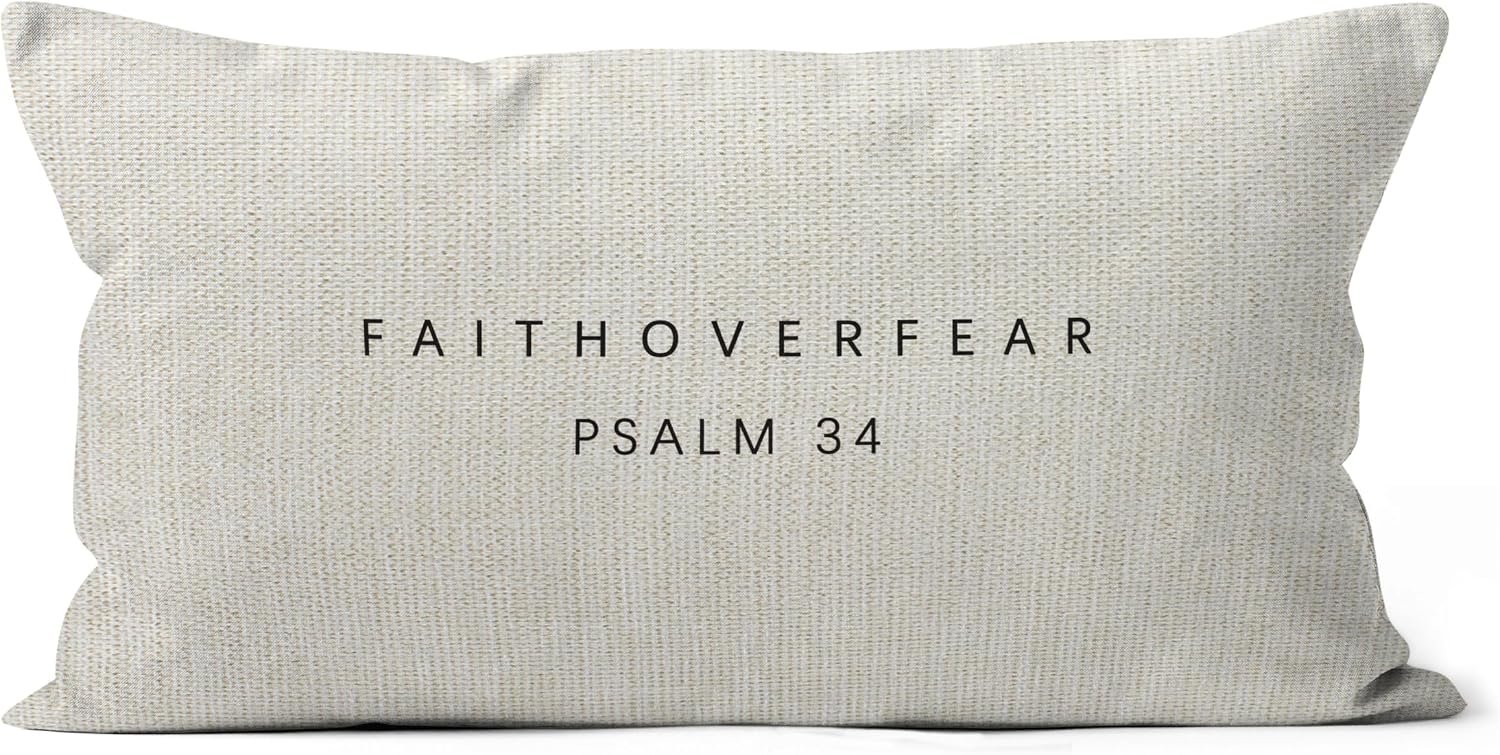 SiuSue Inspirational Christian Gifts for Women Men – Faith Over Fear Christian Pillow Covers 20×12, Bible Verse Gifts, Christian Decor, Christian Home Room Decor, Christian Pillow Cases
