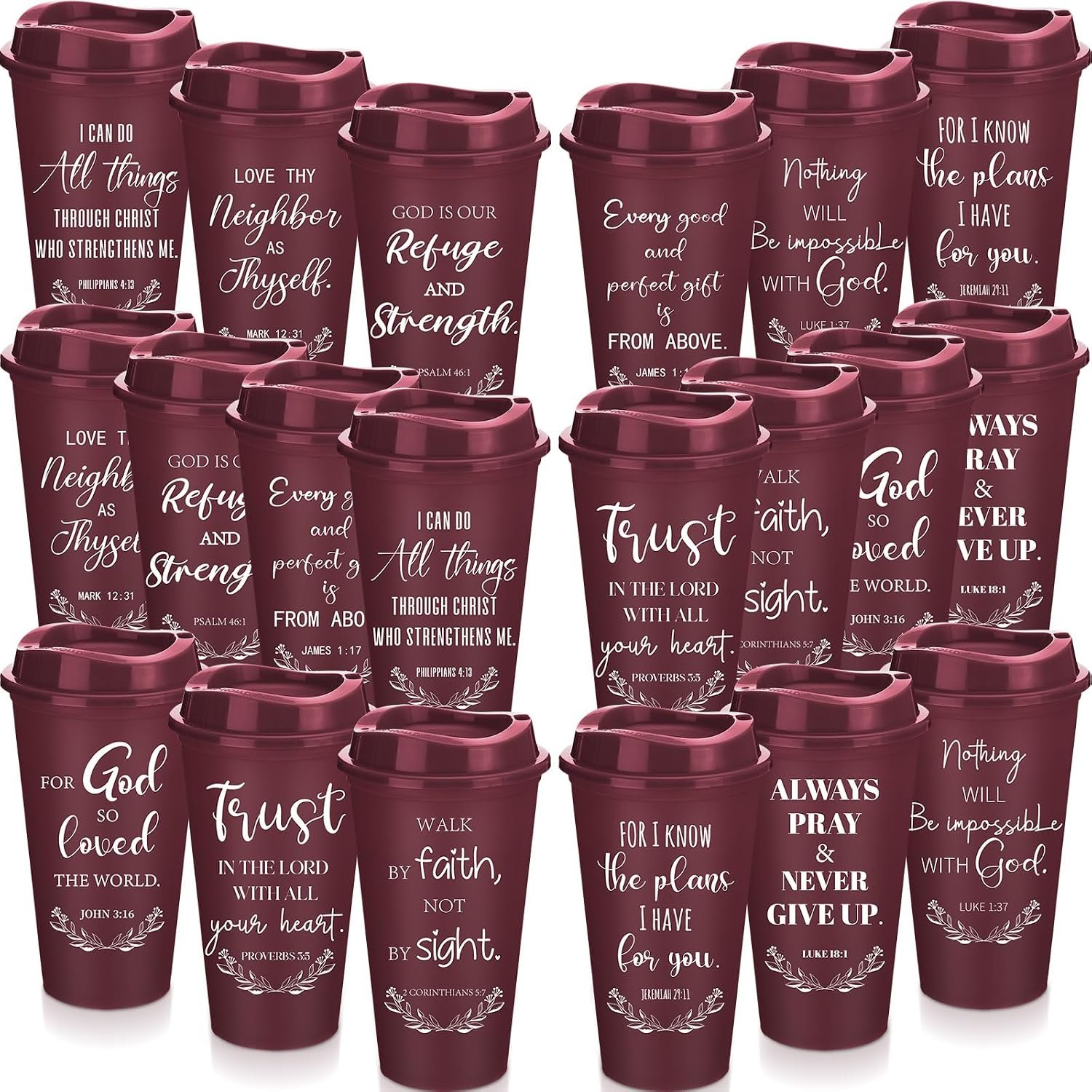 Skylety 40 Pack Christian Gifts Bulk 16oz Bible Verse Tumbler with Lids