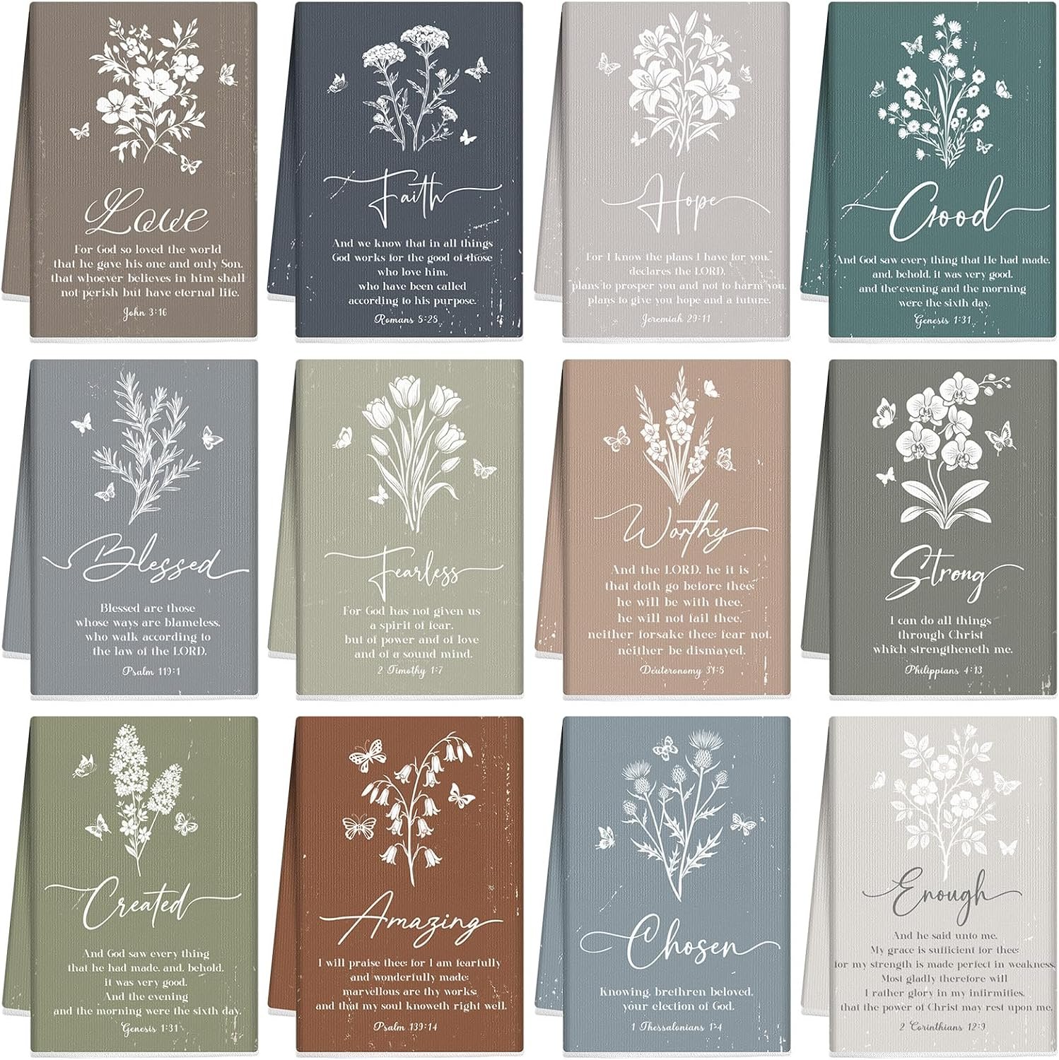 Hahafelt 12 Pcs Christian Kitchen Towels Gifts Bulk Tea Towels, Morandi