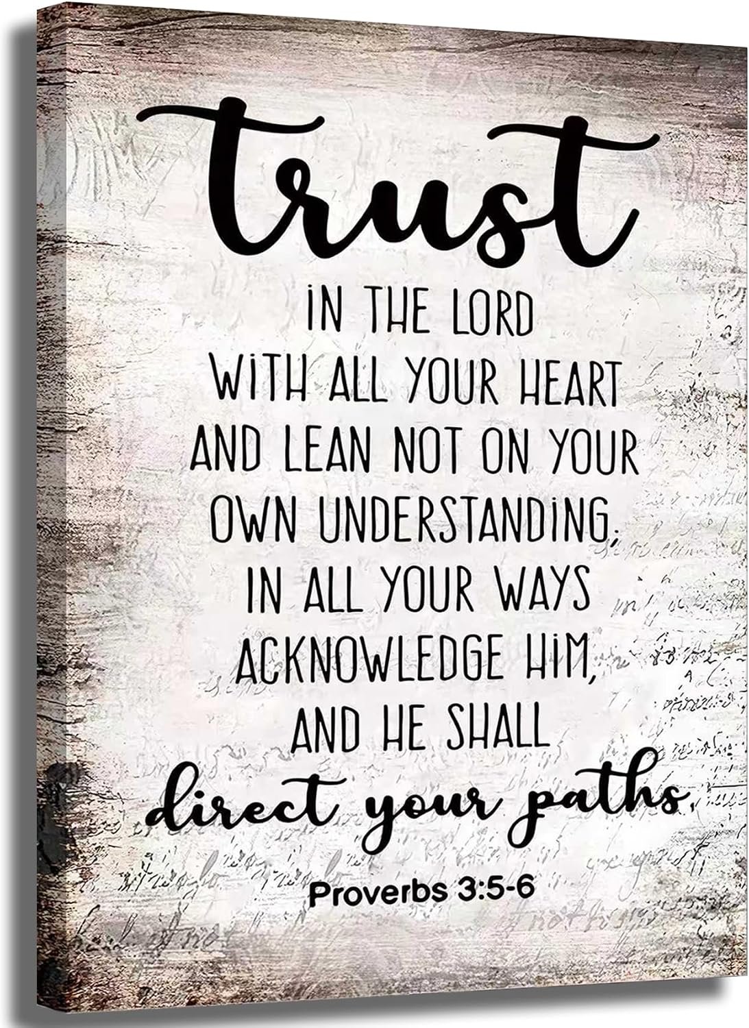 YOXORDQ Proverbs 3:5-6 Bible Verse Wall Art-Canvas Wrapping 12x16in