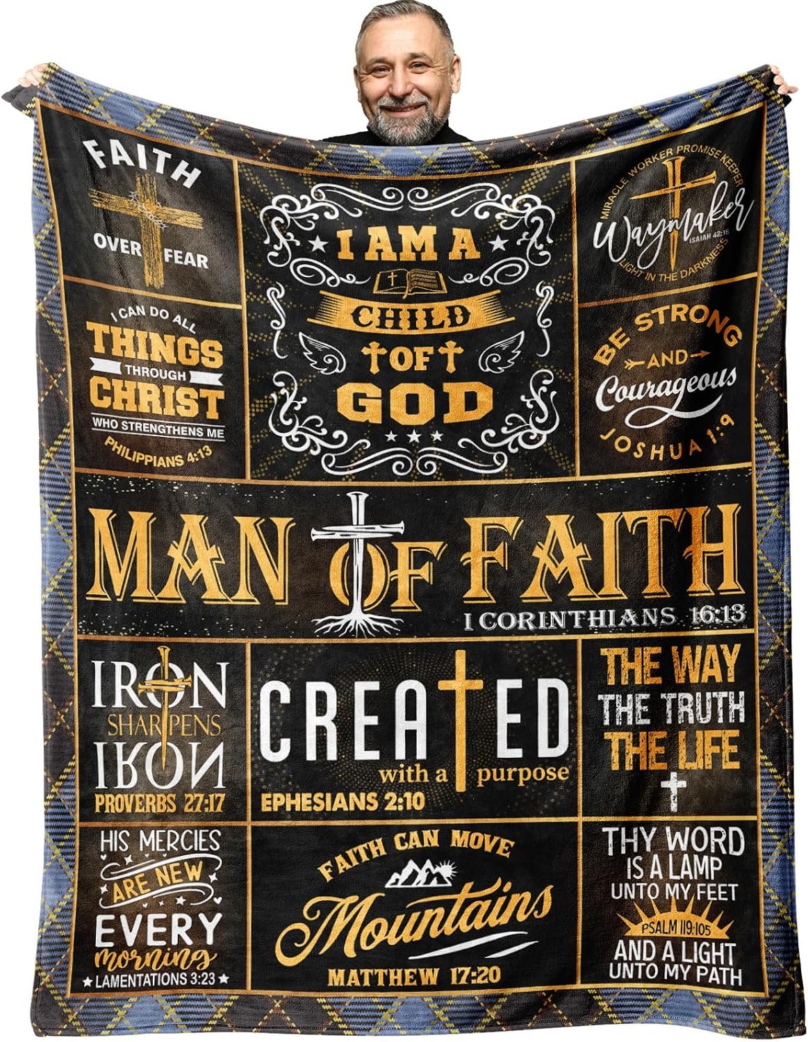 Christian Gifts for Men Blanket 60″x50″, Religious Spiritual Gifts for Men