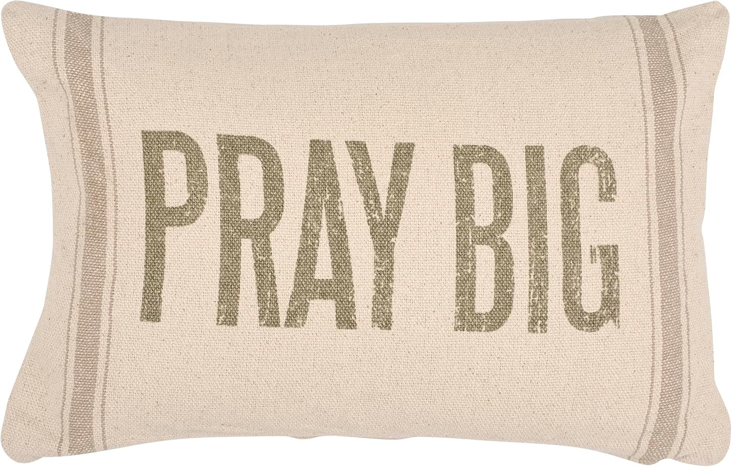 Primitives by Kathy 21659 Light Striped Pillow, 15 x 10-Inches, Pray Big