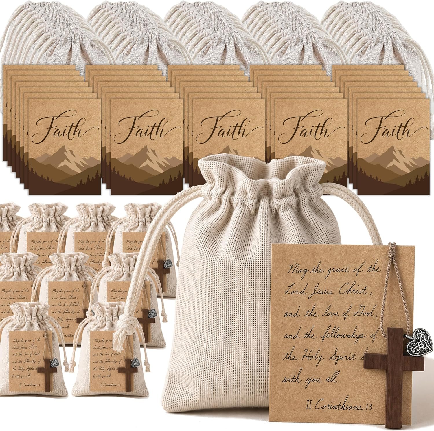 30 Pack Pocket Crosses in Bulk with Prayer Cards and Linen Bags,Pre-Assembled and Ready to Share, Christian Gifts Bulk Religious Gifts Church Events Baptism Favors Faith Sharing Gifts for Prayer Groups and Gatherings