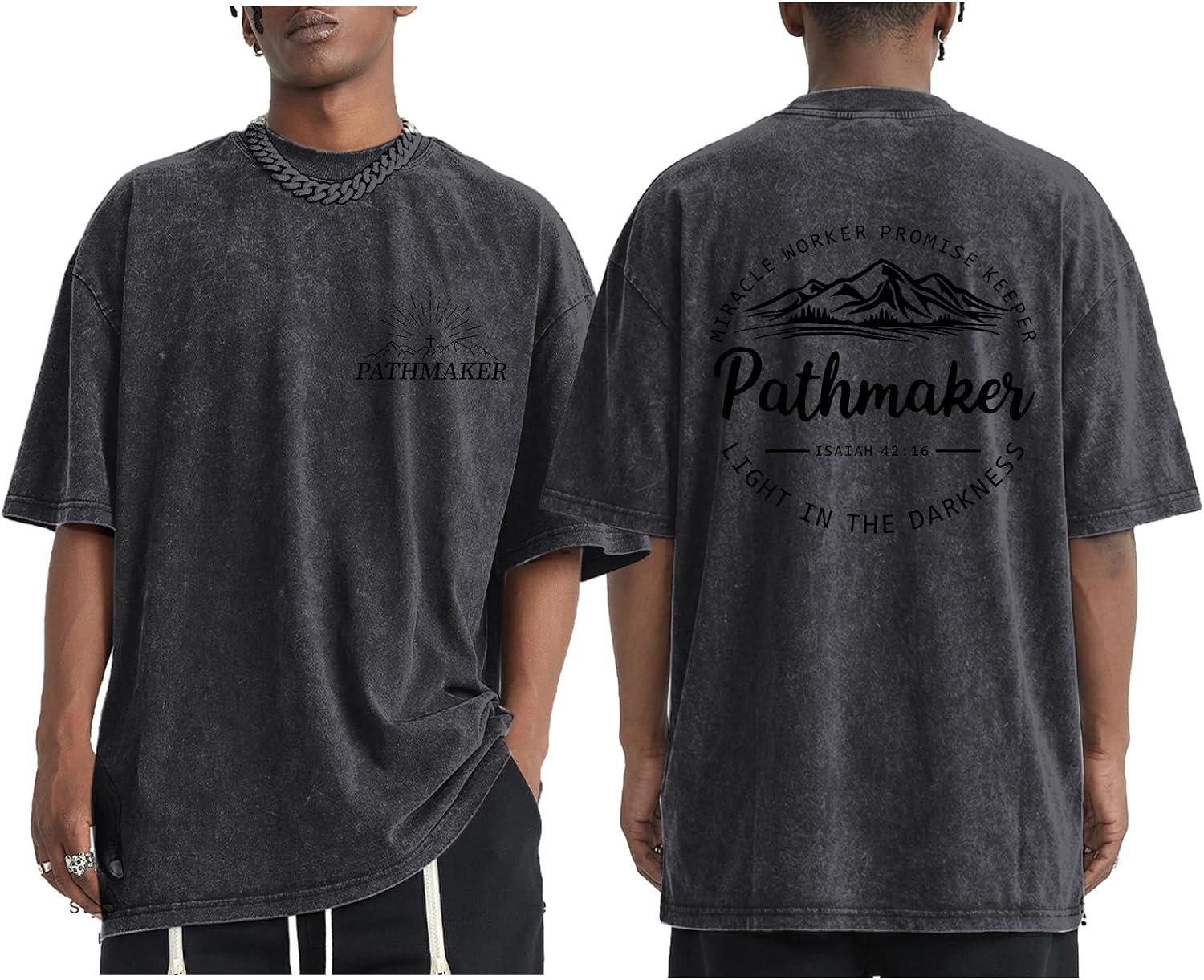 Mens Oversized Christian Shirts God Faith Bible Verse Tshirt Religious Inspirational Graphic Tees(Black,S)