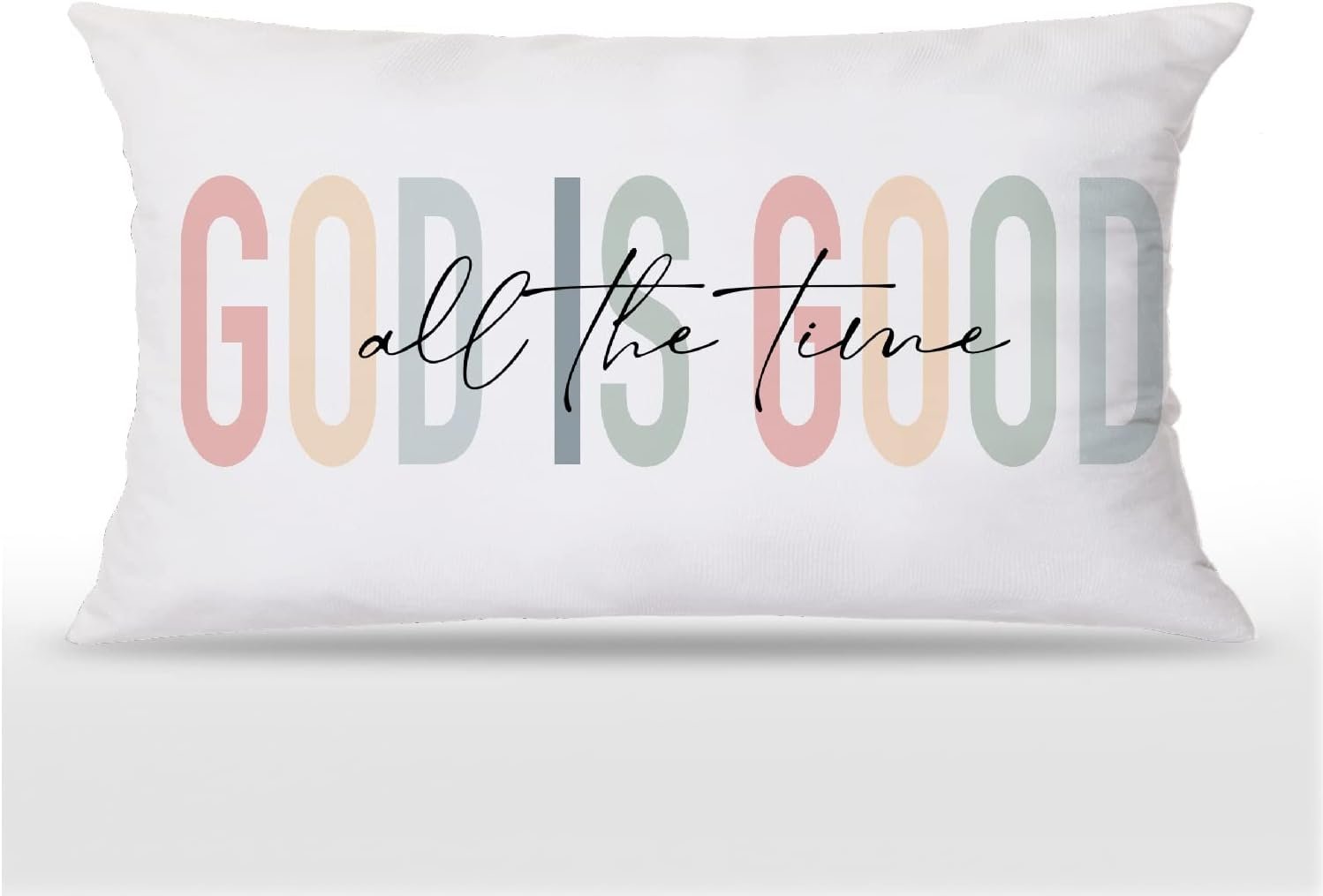 Boho Christian Quote God is Good All The Time 12 x 20 Inches Throw Pillow Covers,Bedroom Living Room Home Decor,Christian Women Girls Gifts