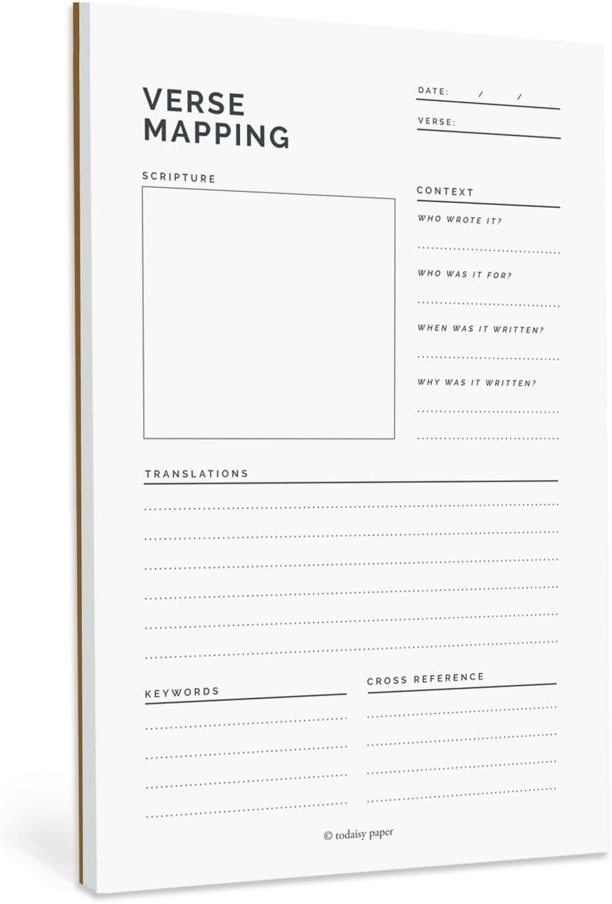 Verse Mapping Notepad 5.5 x 8.5 Tear Away Notepad for Bible and Scripture Study. Christian/Religious study guide for Teaching and Learning. 50 tear off sheets
