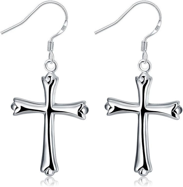 Cross Drop Dangle Earrings Sterling Silver Plated Fashion Earring Dangles for Women