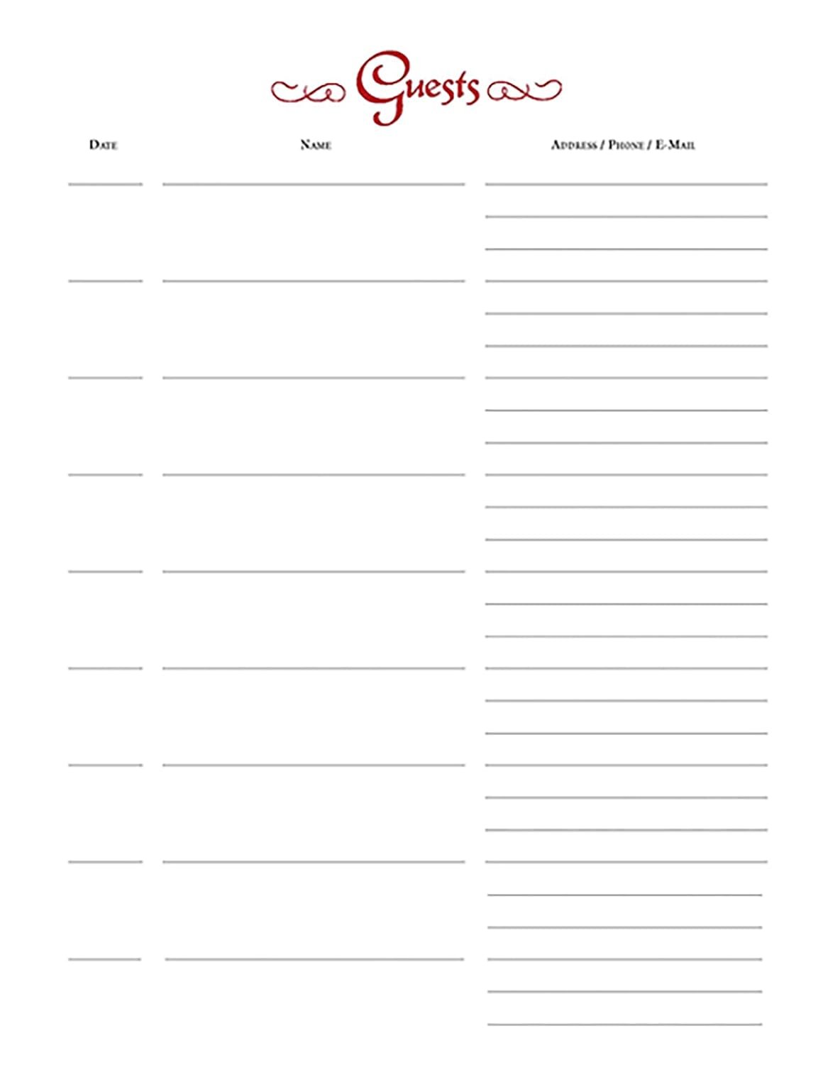 Guests of Our Church Register Refill Pages: Pack of 25 for multi-ring binder