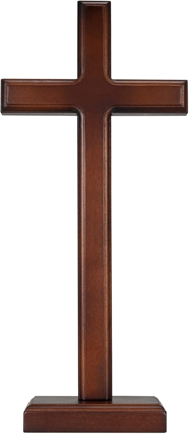ARCHOBAN 12.8″ Wooden Cross – Standing or Hanging Christian Cross, Solid Wood Wall Cross for Home or Prayer Room