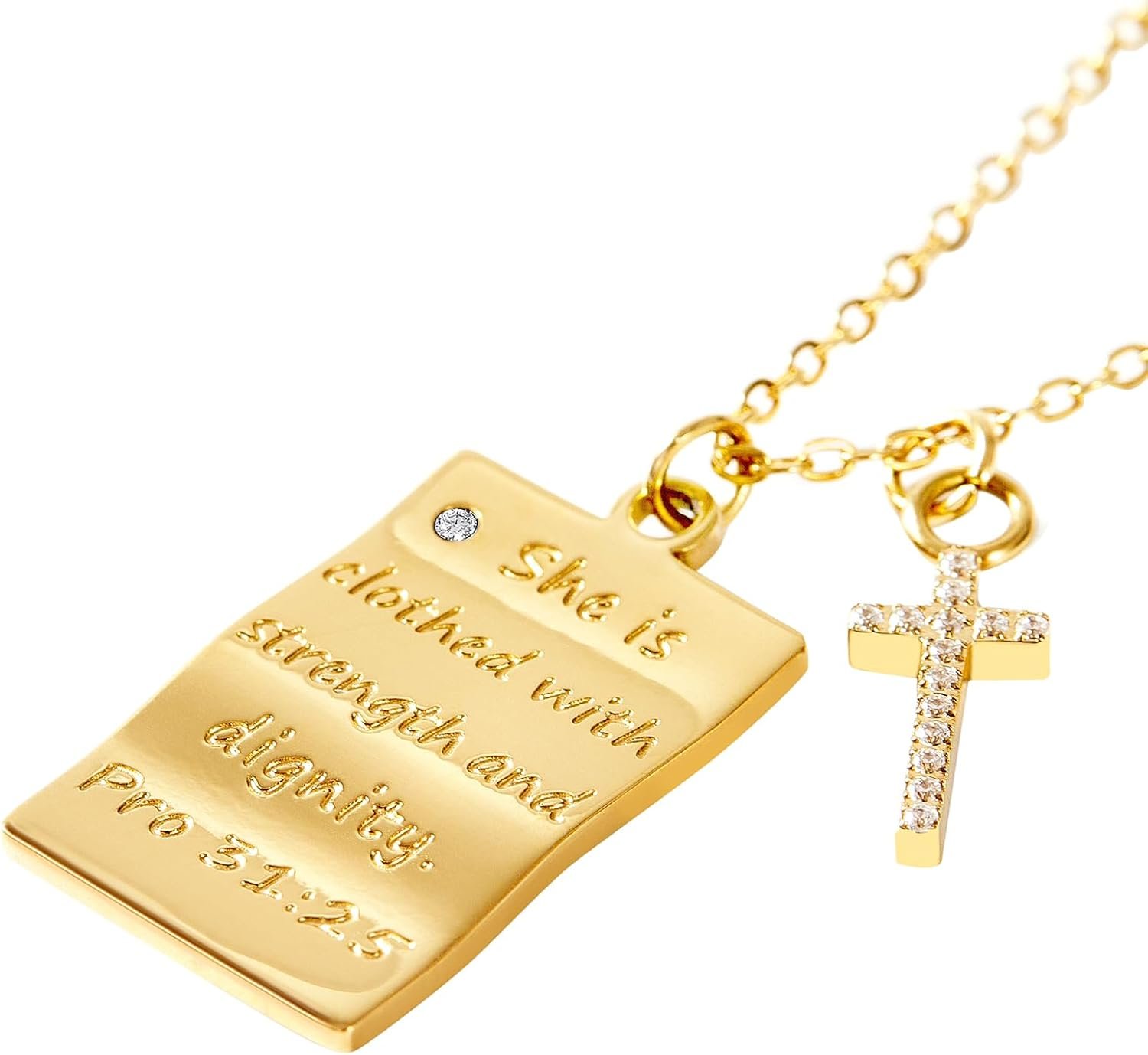Christian Necklace for Women Bible Verse Pendant with Dainty Diamond Cross Necklace for Women 18k Gold-Plated Necklace for women Religious Jewelry for Faith Inspirational Gift for Women
