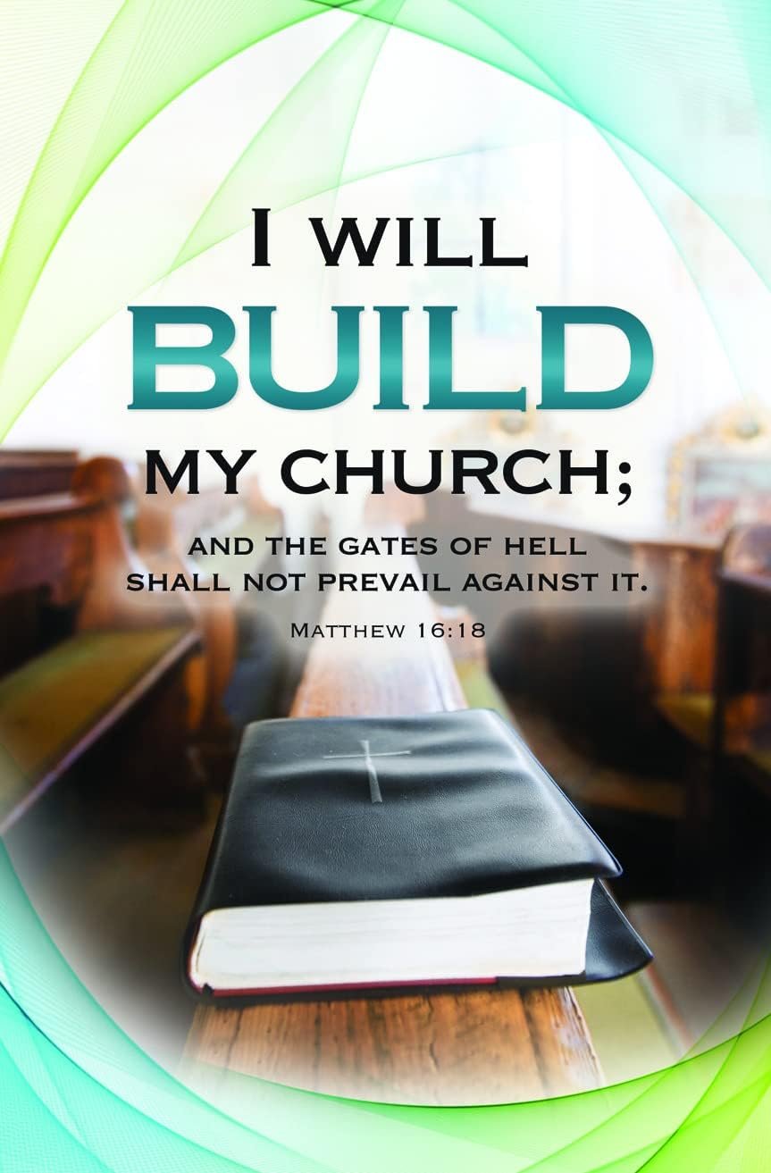 Anniversary Worship Bulletins – Pack of 100, 8.5″ × 11″ – “I will build my Church…” (Matthew 16:18, KJV) – Church Anniversary Programs