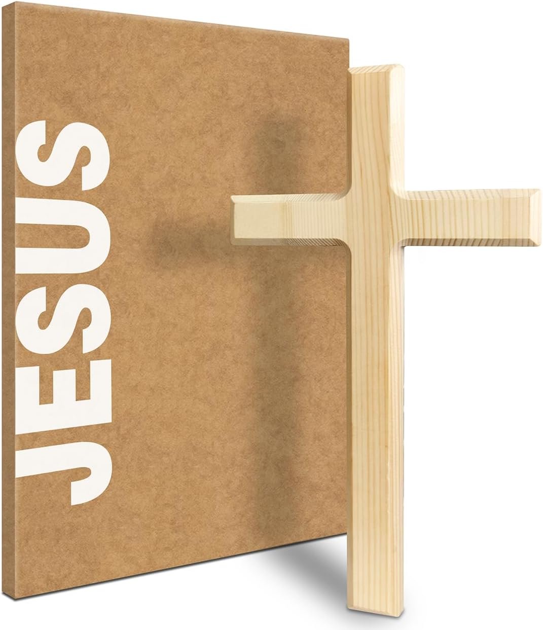 Nuvivilan Natural Wooden Wall Cross Decor, Minimalist Christian Cross Wall Art for Home, Church, Prayer Room, Bedroom & Living Room, Religious Gift for Women (13″ L x 6.9″ W)