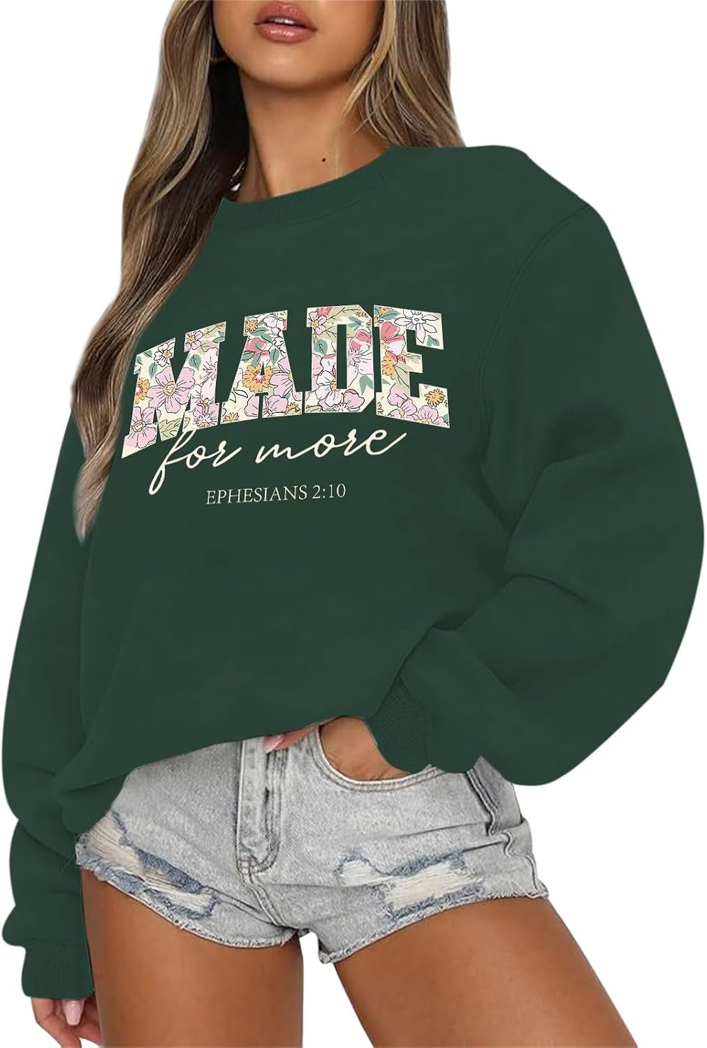 Christian Made for More Sweatshirts for Women Jesus Faith Bible Verse Shirt Oversized Inspirational Hoodie Pullover