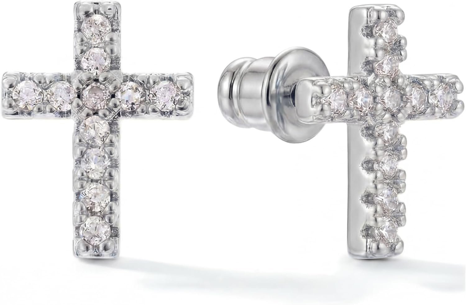 MUMREUES 14K Gold Earrings for Women Dainty CZ Cross Stud Earrings Jewelry
