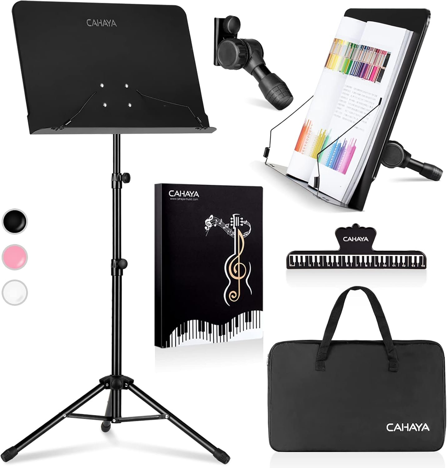 CAHAYA Sheet Music Stand Dual-use Convert to Desktop Stand Adjustable Black