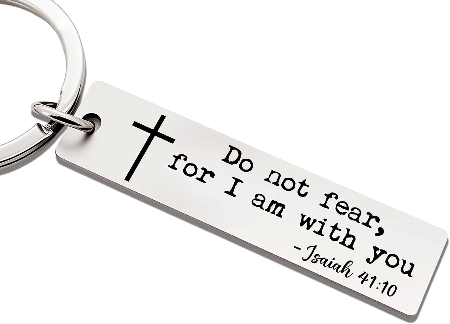 Do Not Fear for I am with You Keychain, Inspirational Bible Verse Keychain, Christian Keychain, Stainless Steel Scripture Keychain, Confirmation Baptism Gift, Christian Car Key Ring (Silver)