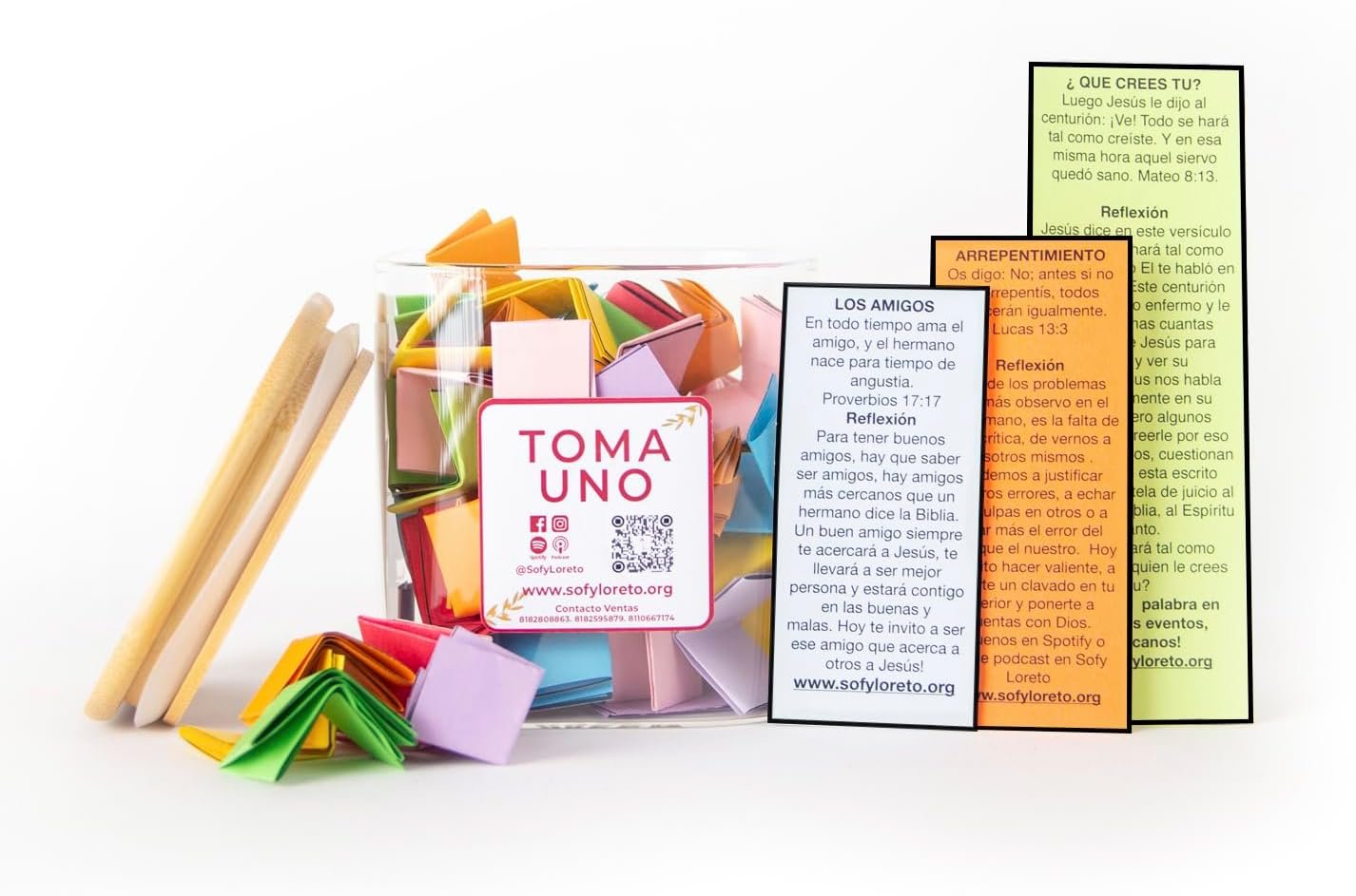 Bible Verse Glass Jar | 80 verses all including reflections by SOFY LORETO | For Daily Encouragement and Inspirational Prayer | (Colorful Selection)