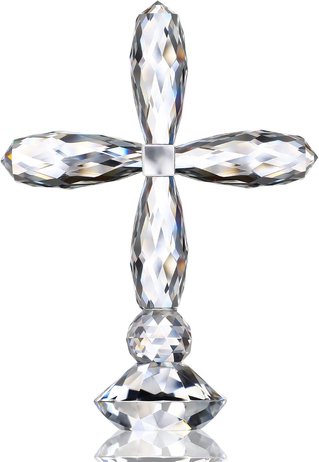 5.3 Inch Clear Crystal Cross with Base Standing Christian Table Decor