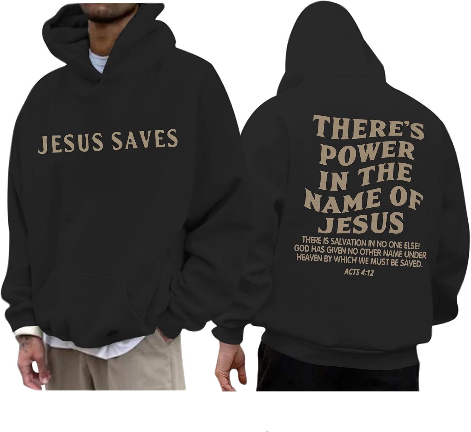 Christian Jesus Saves Hoodies for Men Inspirational Religious Faith Sweatshirts Vintage Bible Verse Graphic Pullovers
