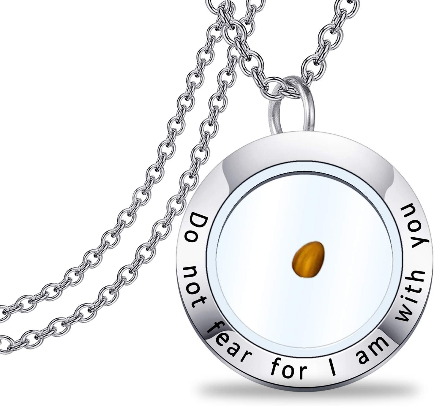 WUSUANED Mustard Seed Faith Necklace Seed Charm With Bible Verse Inscription Christian Pendant Religious Jewelry Inspirational Christian Gift For Women Girls