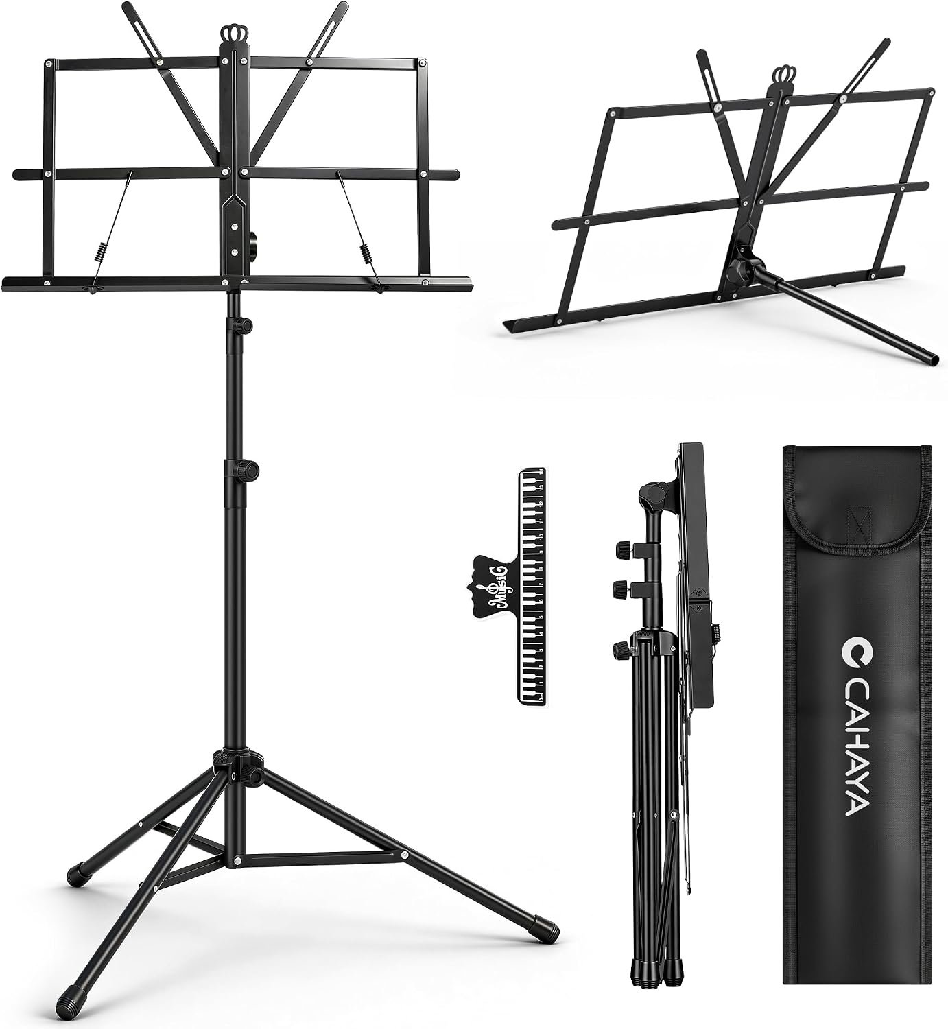 CAHAYA Portable Sheet Music Stand Dual-Use Desktop/Floor Height Adjustable
