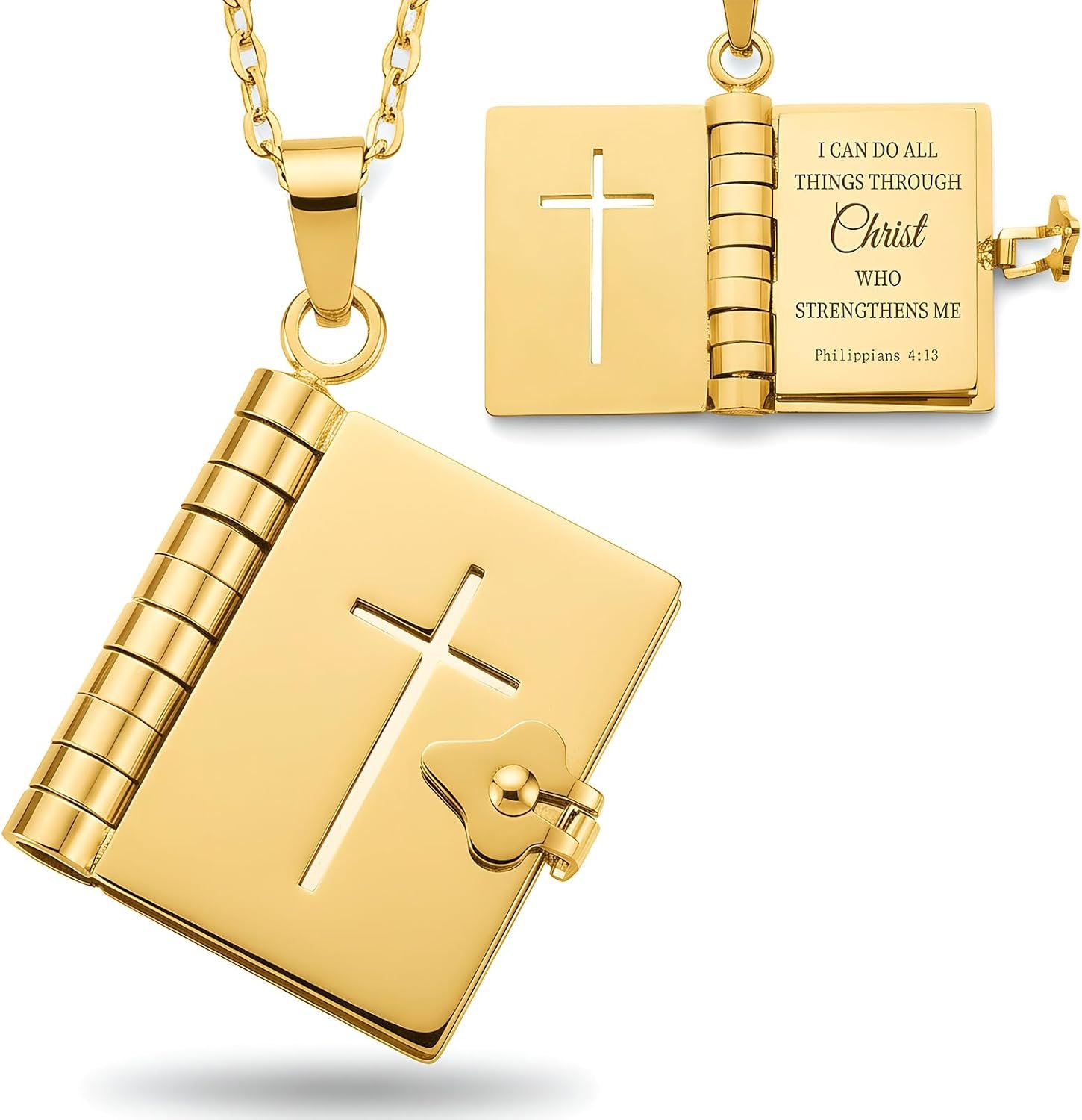 Christian Cross Necklace, Openable Jesus Bible Verse Necklace, Faith Spiritual encouragement motivational Religious Pendant Religious Gifts for Women, Jewelry Birthday Christian Gifts