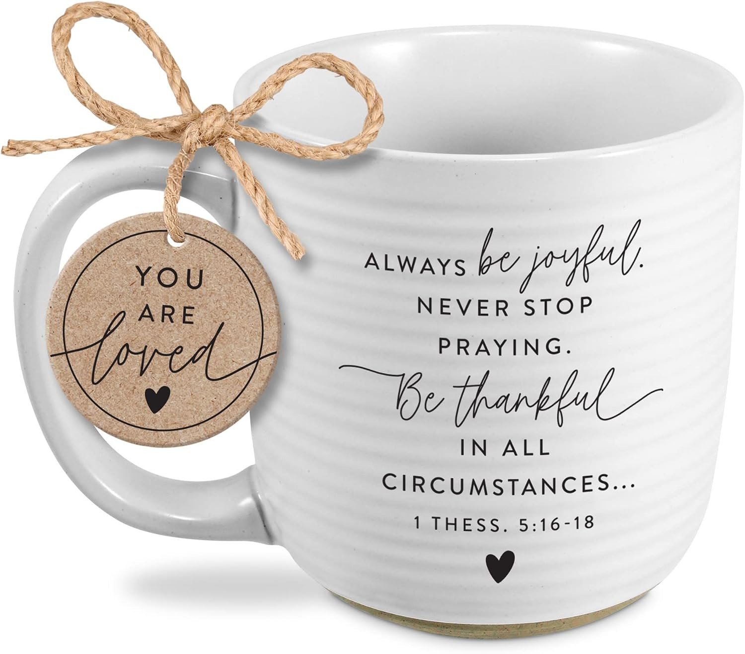 Lighthouse Christian Products Be Joyful Hold Onto Hope Rib Textured White 20 Ounce Ceramic Mug
