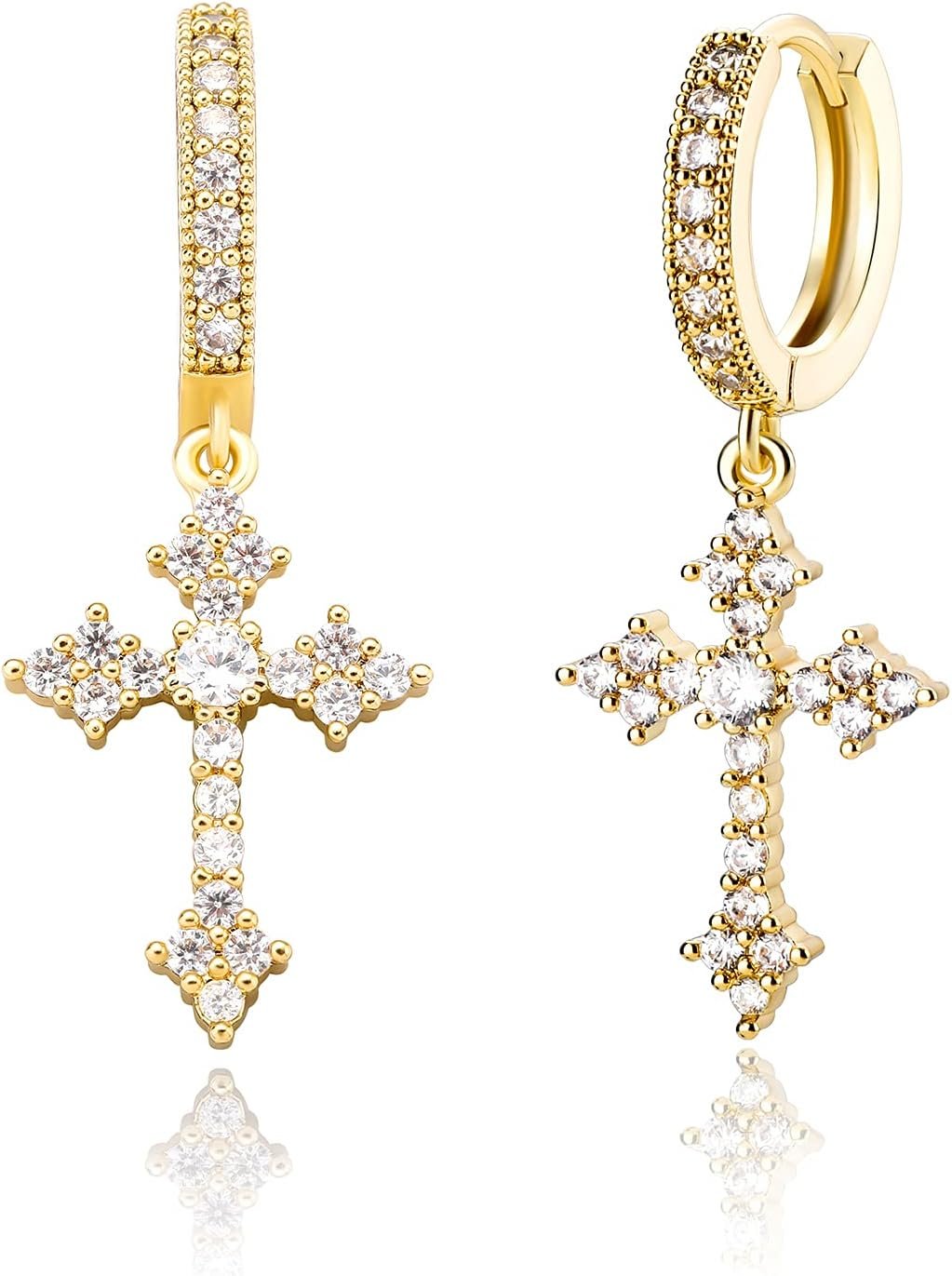 JINAO Cross Hoop Dangle Earrings for Men Women