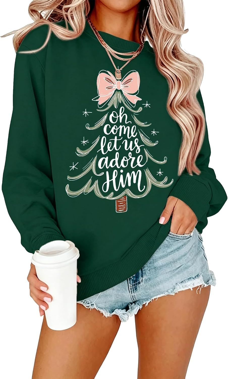 Christmas Sweatshirt Womens Christian Faith Nativity Jesus Birth Pullover