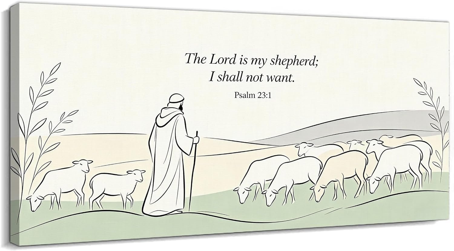 BYXOLARA Large The Lord Is My Shepherd Canvas Wall Art, Scripture Painting Christian Wall Decor for Living Room, Minimalist Religious Artwork, Gallery Wrapped Canvas, Ready to Hang, 24×47 inches