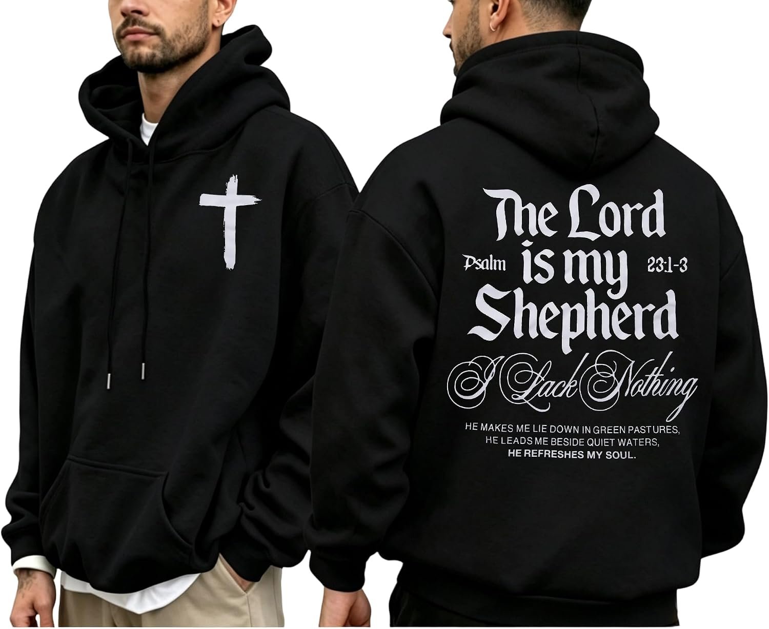 Christian Hoodie for Men Bible Verse Sweatshirt Faith Cross Hoodie