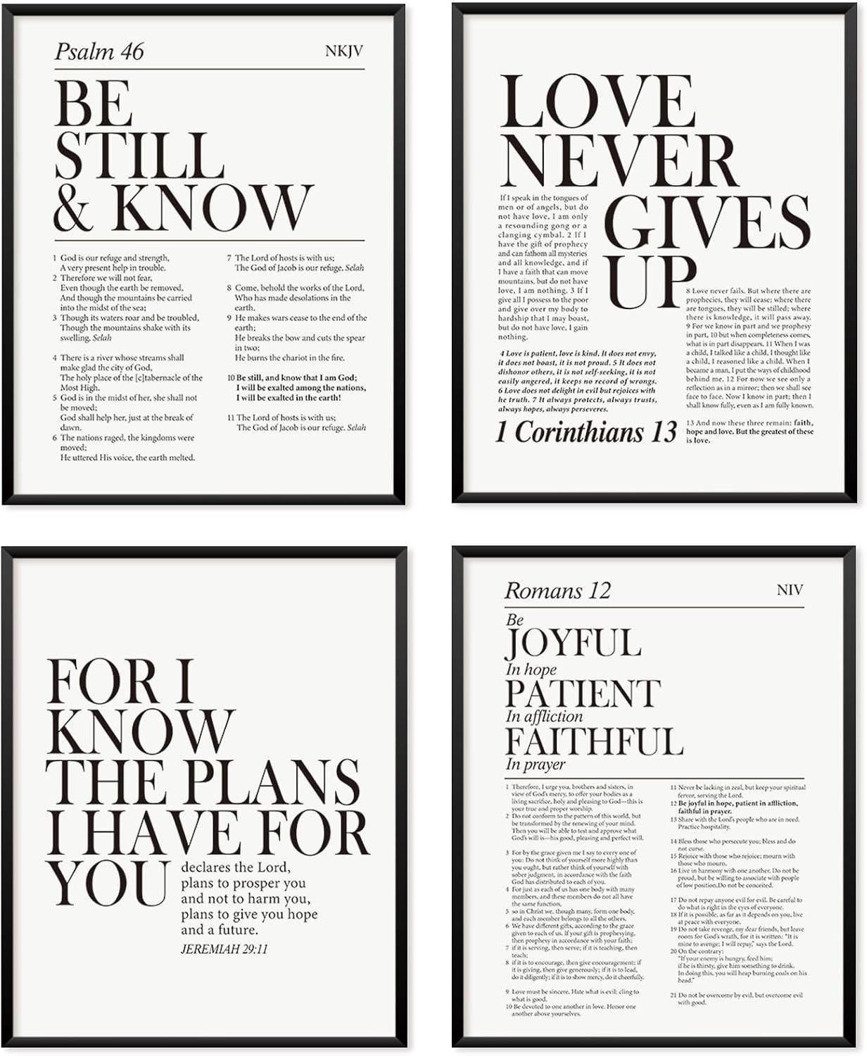 Locomiss Black and White Christian Wall Art Decor,Modern Bible Verse Prints