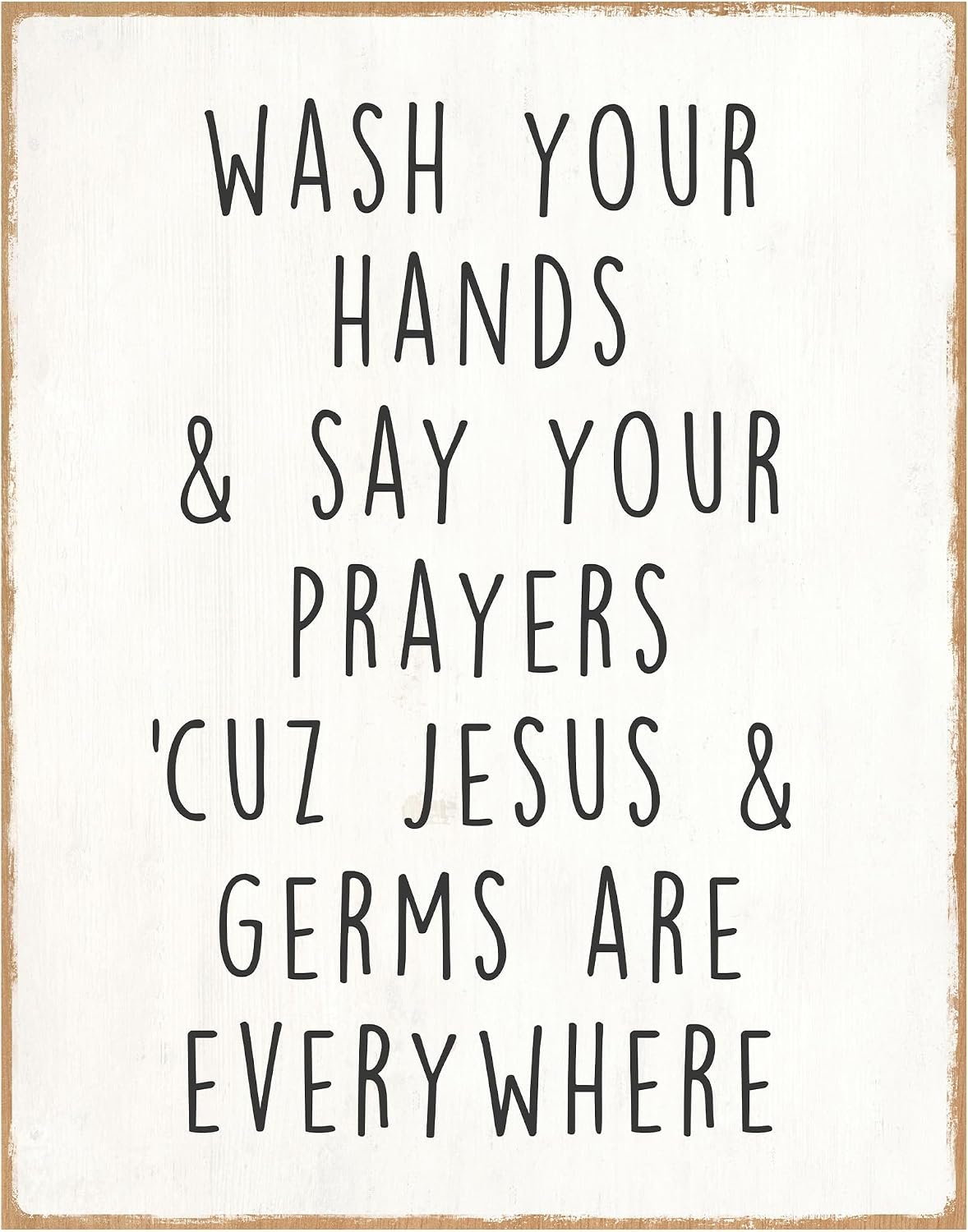 Rustic Farmhouse Bathroom Decor 11×14 – Funny Restroom Wall Art – Christian Bathroom Rules Sign with Wash Your Hands Quote – Religious Home Decor – Jesus Prayer Wall Art with Humorous Saying Unframed