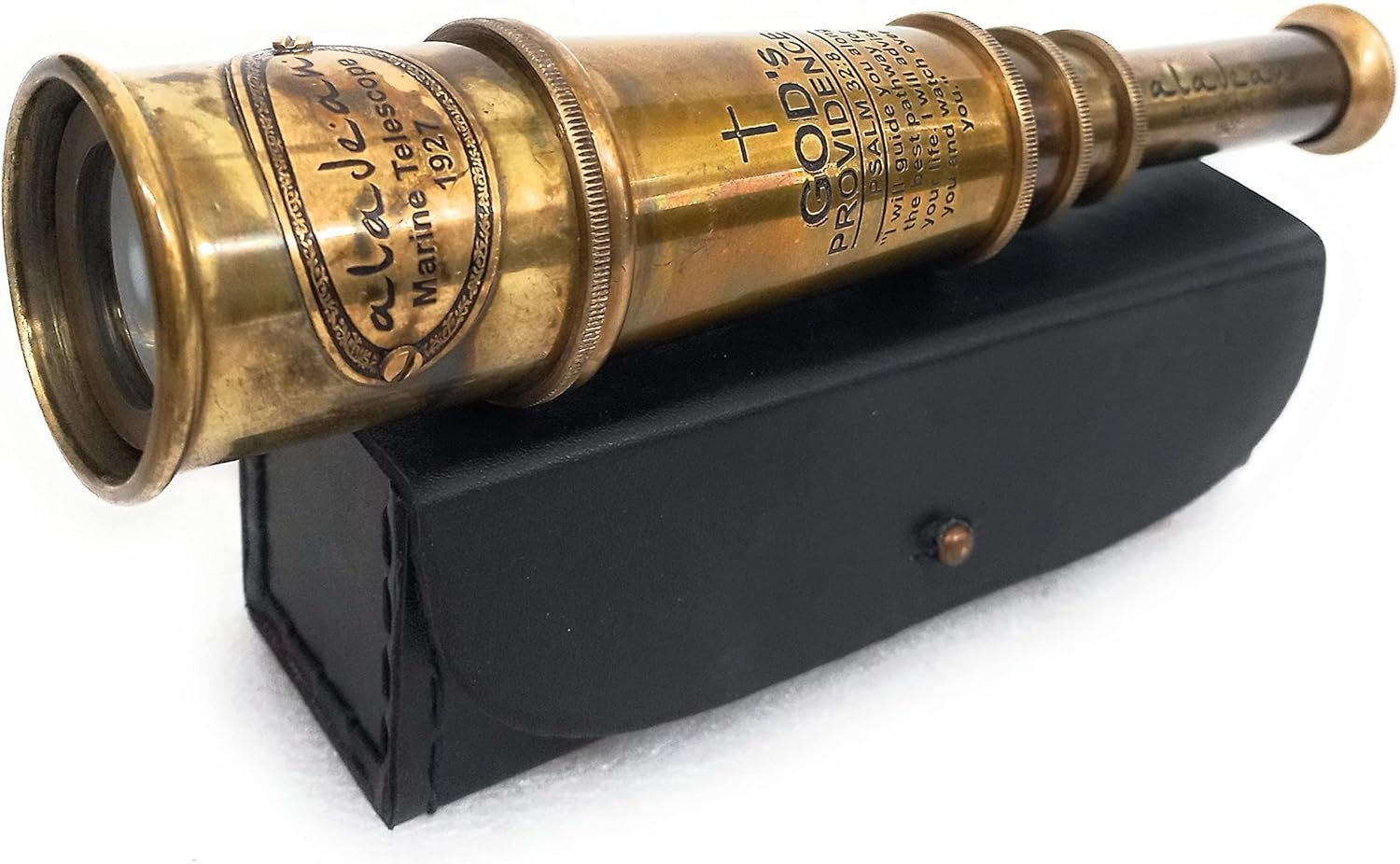 Vintage Spyglass Telescope Engraved Psalm 32:8 – Find Best Pathway – Inspirational Gifts Meaningful Gift Gadget Functional 16″ Brass Spyglass with Brilliant Magnification in Gift Box