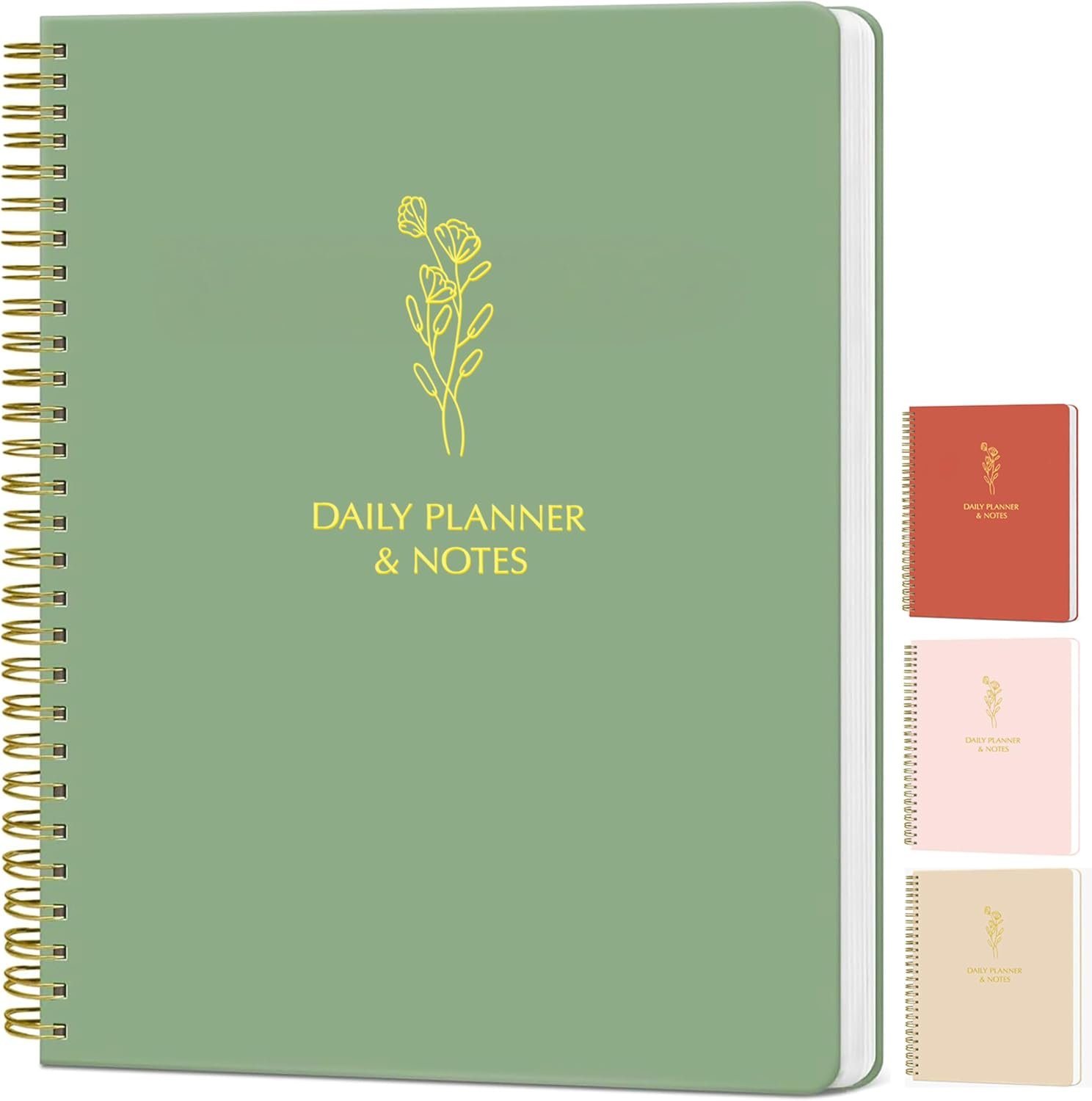 Simple Daily Planner Undated with Hourly Schedule – Day Planner, Sage Green