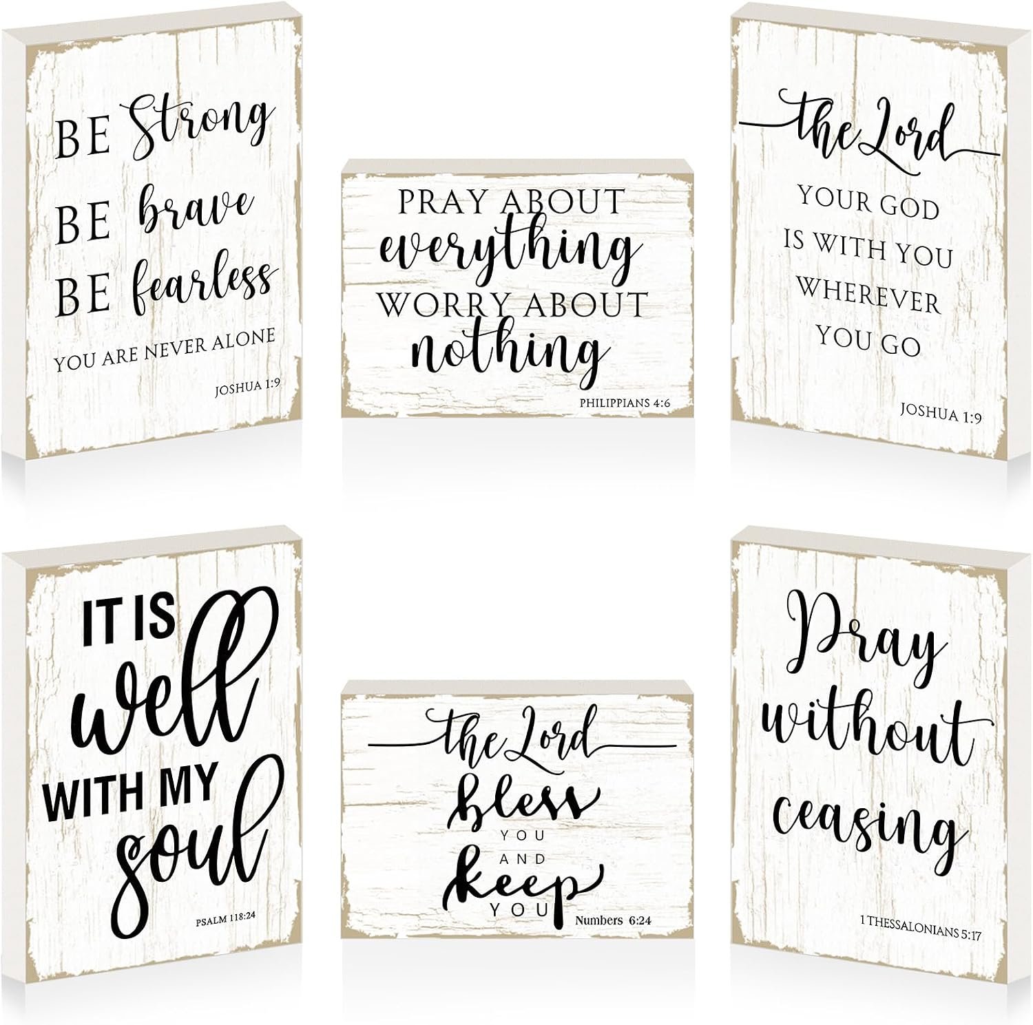 Maitys 6 Pcs Bible Verse Mini Wood Signs Religious Sign, Classical Style