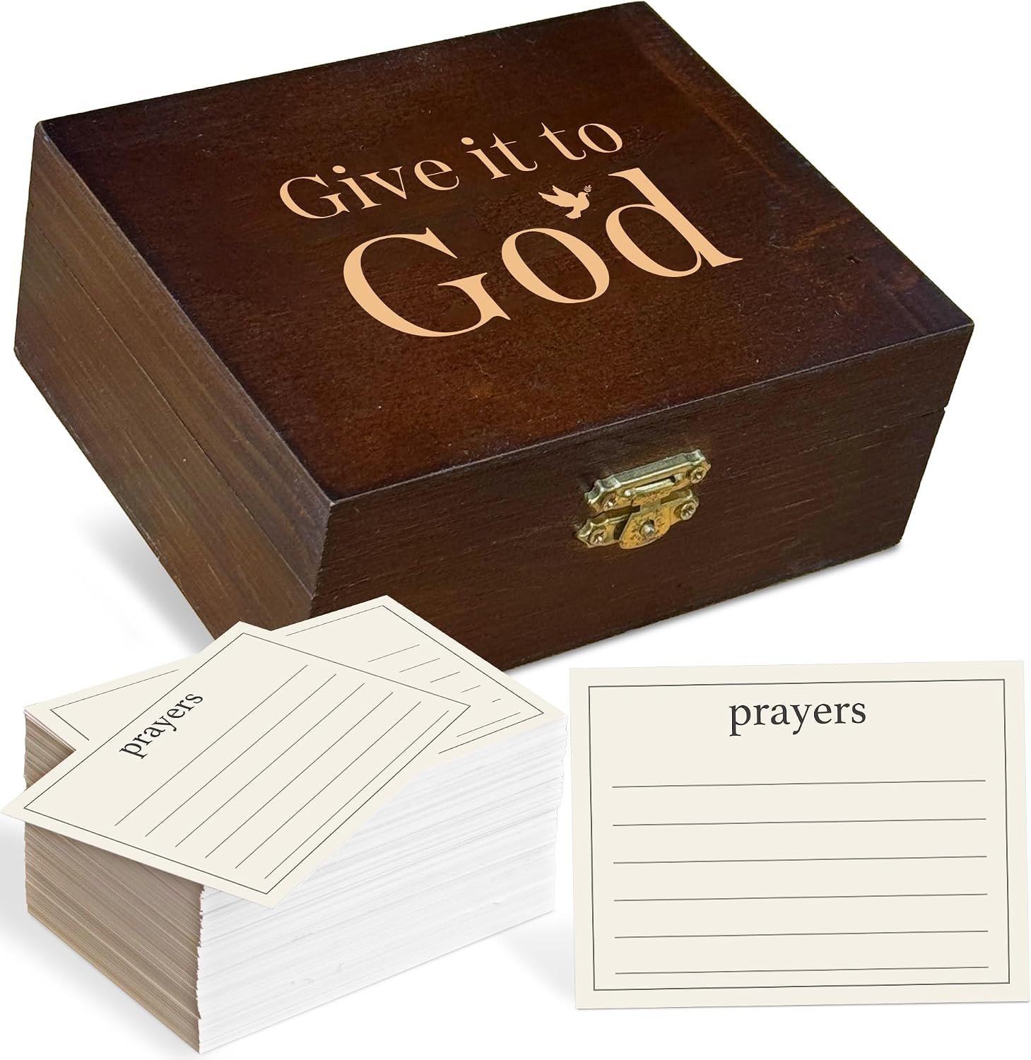 Prayer Box With Cards To Write On, 100 Blank Prayer Cards with Wooden Box