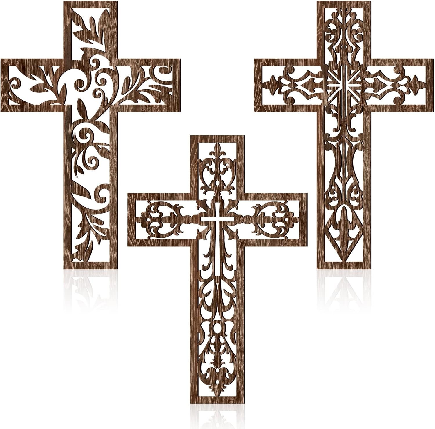 Yookeer 3 Pcs Wooden Cross Wall Decor Cross Hanging Handmade Antique