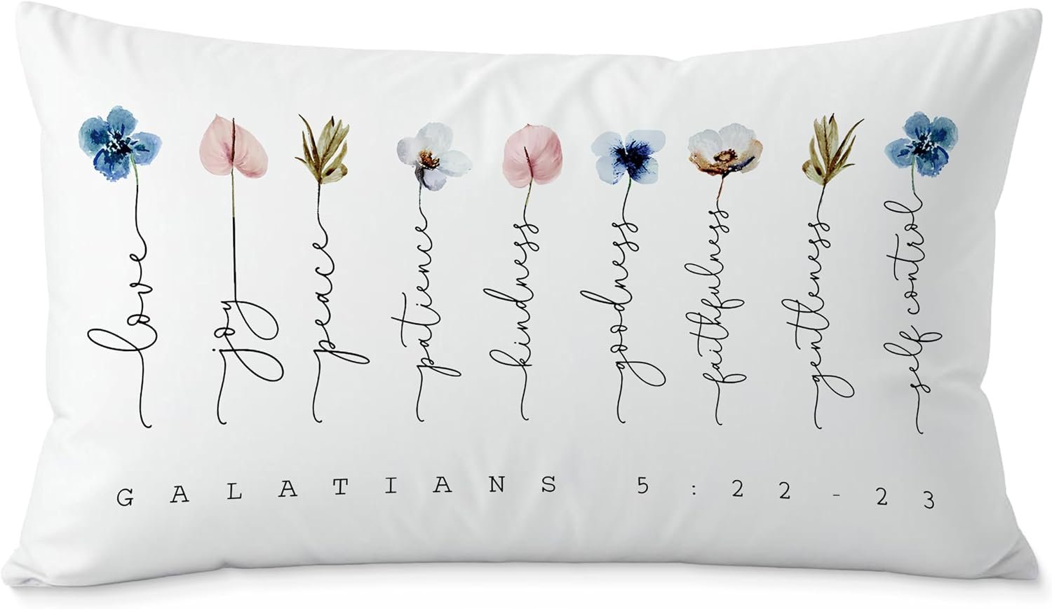 Fruit of The Spirit Bible Verse Pillow Covers 12×20, Boho Floral Christian Throw Pillow Covers for Home Office Church Decor, Christian Gifts for Women, Faith Based Gifts