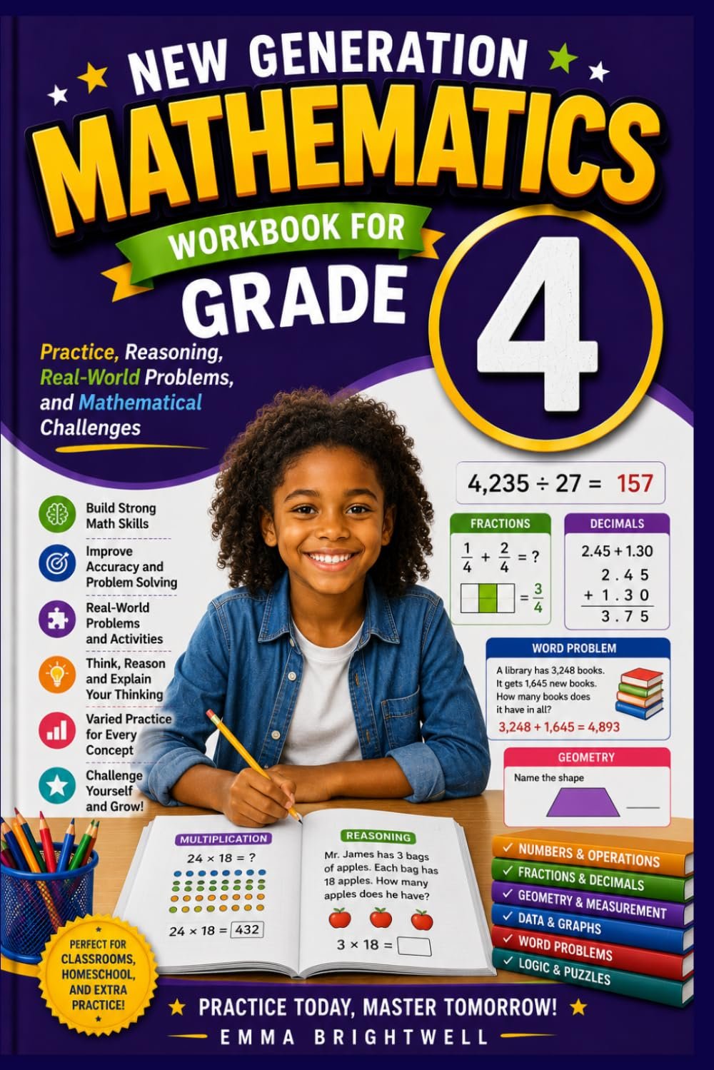 New Generation Mathematics Workbook for Grade 4: Practice, Reasoning, Real-World Problems, and Mathematical Challenges
