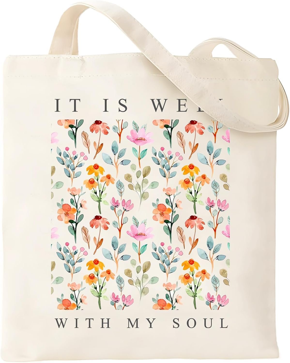 Aesthetic Canvas Tote Bag with Inner Pockets Cute Cloth Tote Bags for Women Reusable Graphic Cotton Bags