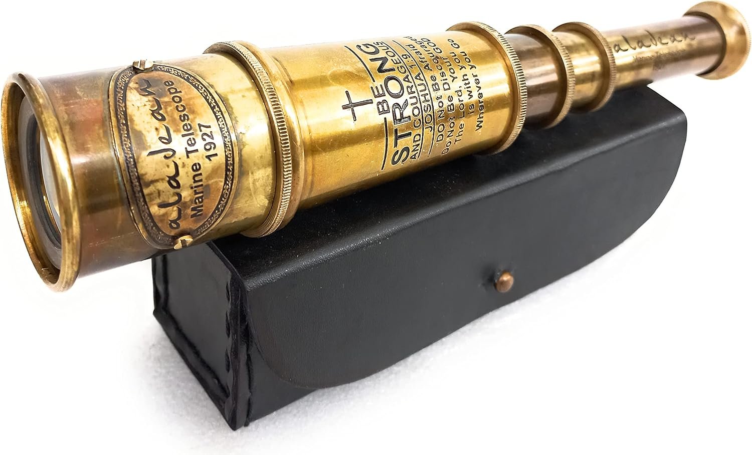 Vintage Spyglass Telescope 16″ Inspirational Gifts for Boys – Be Strong & Courageous Engraved Uplifting Pirate Spyglass Gift