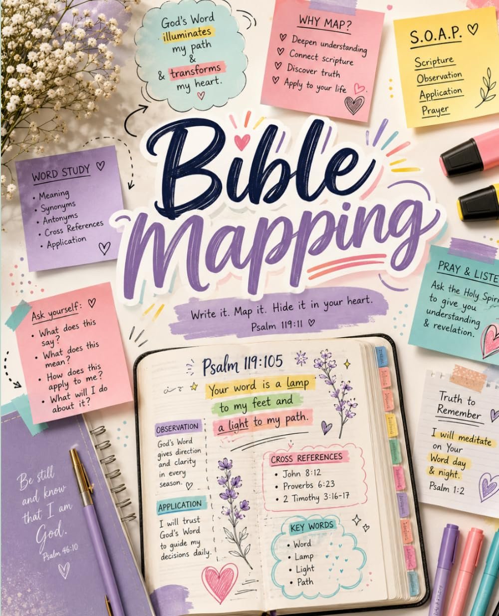 Bible Mapping Journal: A Creative Guide to Explore Scripture Through Word Studies, Cross References, Reflection & Prayer