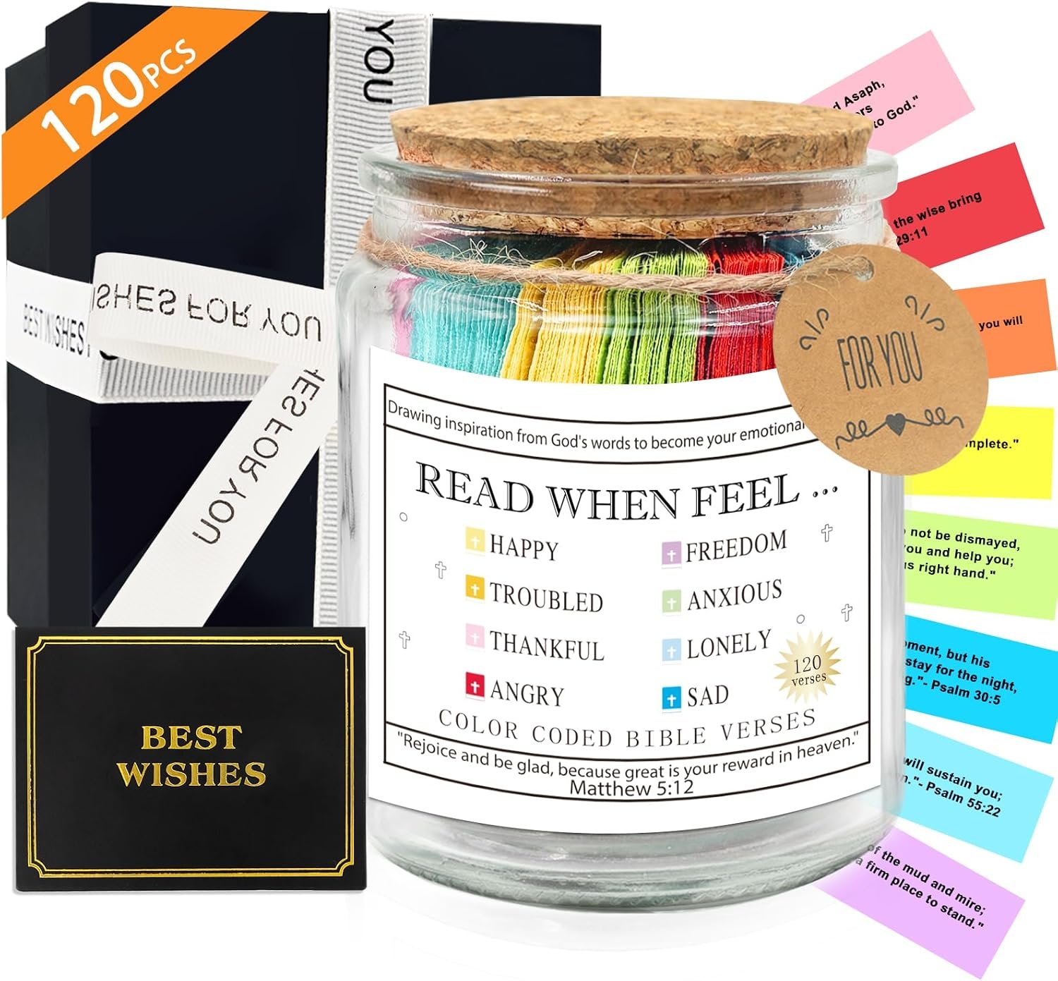Bible Verse Jar 120pcs,Birthday Gifts Christian Gifts for Women Mom