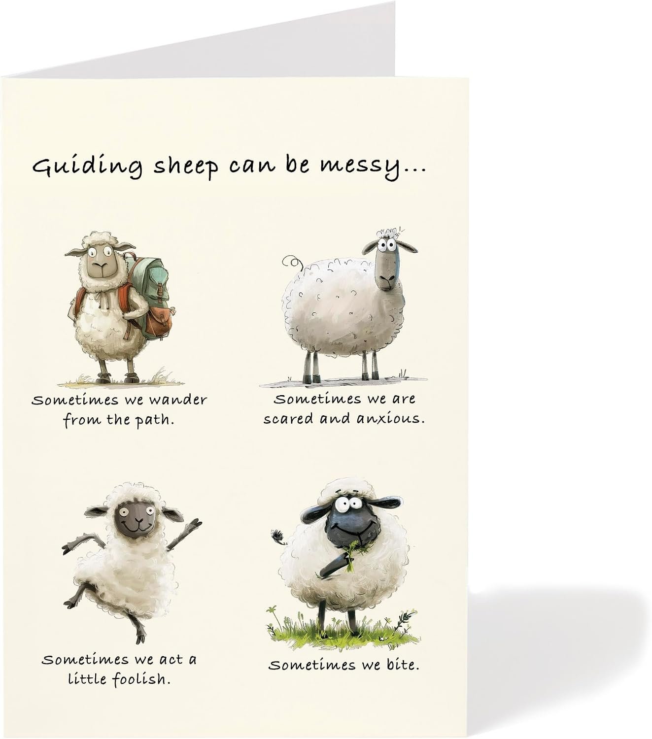 Pastor Appreciation Card with Envelope (5×7) – Christian Thank You Card for Pastor, Clergy, or Ministry Leader – Premium Thick Cardstock, Made in USA – Sheep Design Greeting Card