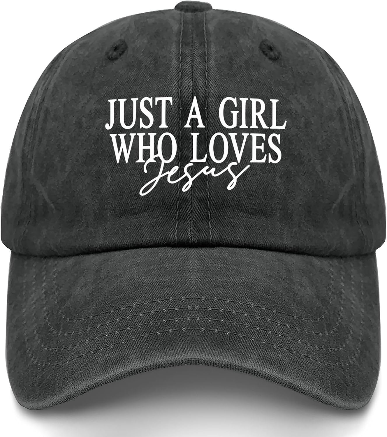 JUSTS A Girls WHO Loves Jesus Hats for Women Aesthetic Washed Distressed