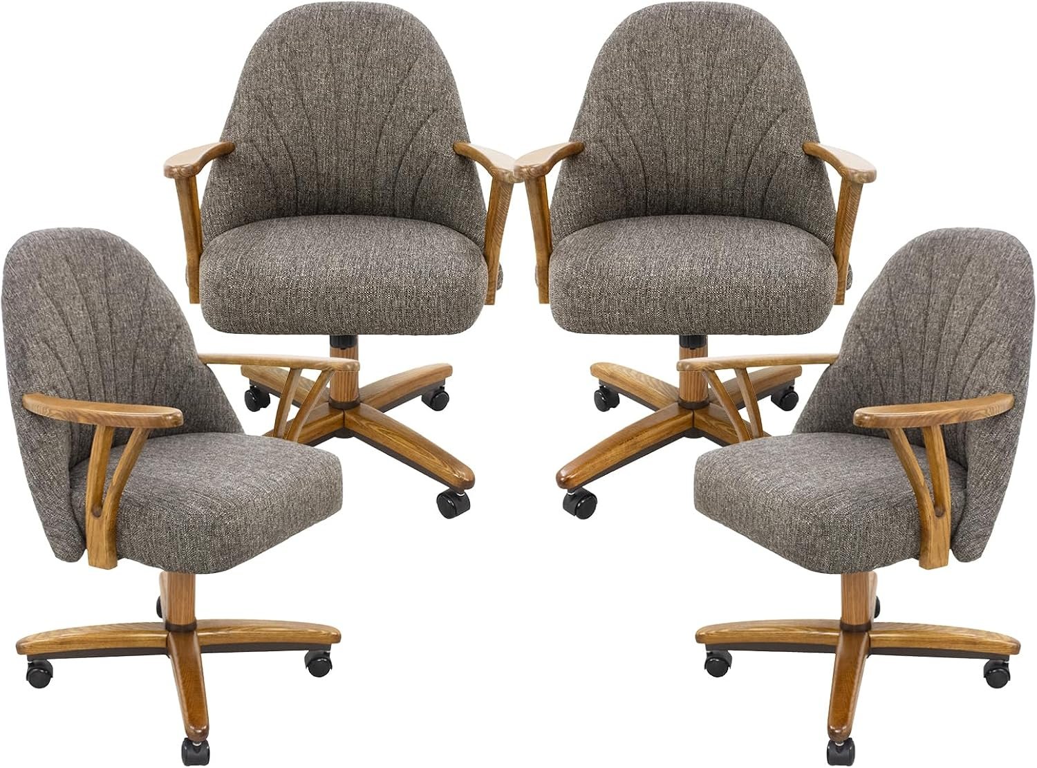 Chromcraft Bailey Swivel-Tilt Caster Dining Chair – Chestnut – Onyx – 4pc